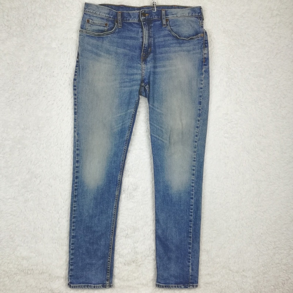 Vtg Old Navy Mens Jeans Slim Leg Stretch Blue Denim Light Wash 36x34